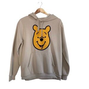 Disney Winnie the Pooh Hoodie Large Sand Chenille Embroidered Pullover